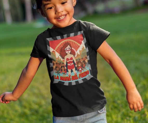 La Dama Del Fuego Youth Short Sleeve Tee, Fun, Cool, Red, Empowered, Latina, Luchadora, Kid, Kids, Girl, Sister, Friend, Family, Gift