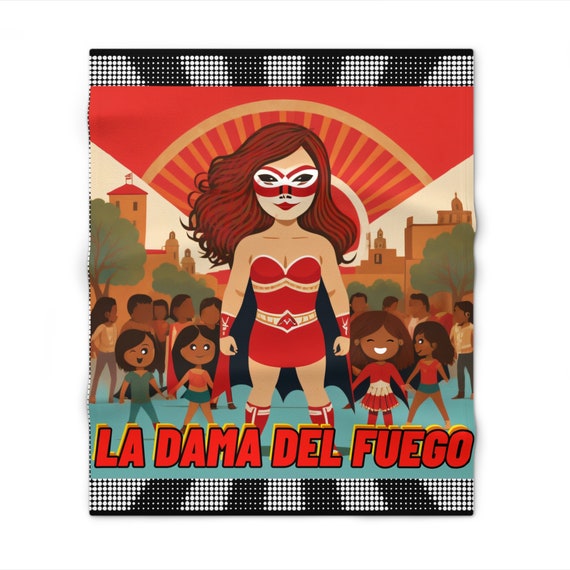 La Dama Del Fuego Throw Blanket, Soft, Colorful, Warm, Fire, Luchadora, Empowered, Latina Mom, Daughter, Sister, Friend, Family, Gift