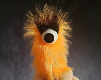 Fuzziez- Orange Fuzzy Cyclops Monster Finger Puppet