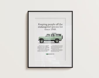 Vintage Inspired Land Rover Defender Poster - Retro Automotive Art - Airline food