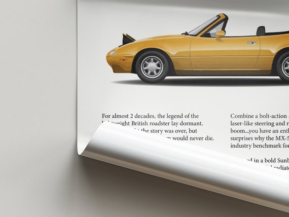 Vintage Inspired Mazda MX-5 Miata NA Posters - Retro Automotive