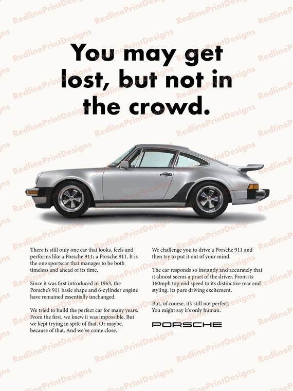 Vintage Inspired Porsche 911 930 Poster - Retro Automotive Art