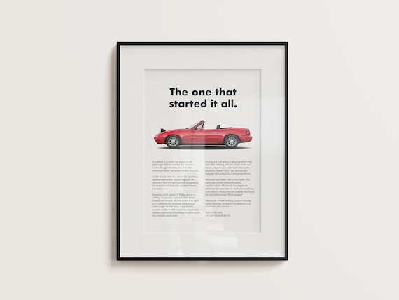 Vintage Inspired Mazda MX-5 Miata NA Posters - Retro Automotive