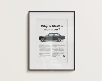 Vintage Inspired BMW E30 Poster - Retro Automotive Art
