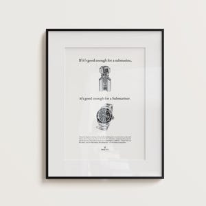 Vintage Inspired Rolex Submariner Poster - Retro Watch Advertisement Art
