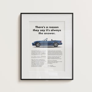 Vintage Inspired Mazda MX-5 Miata NB Posters - Retro Automotive Art