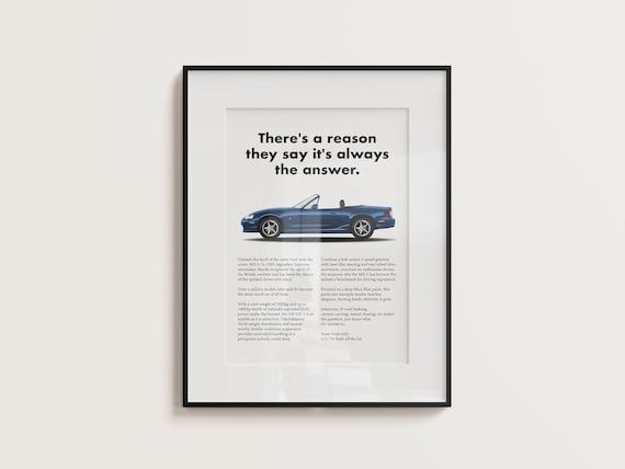 Vintage Inspired Mazda MX-5 Miata NB Posters - Retro Automotive