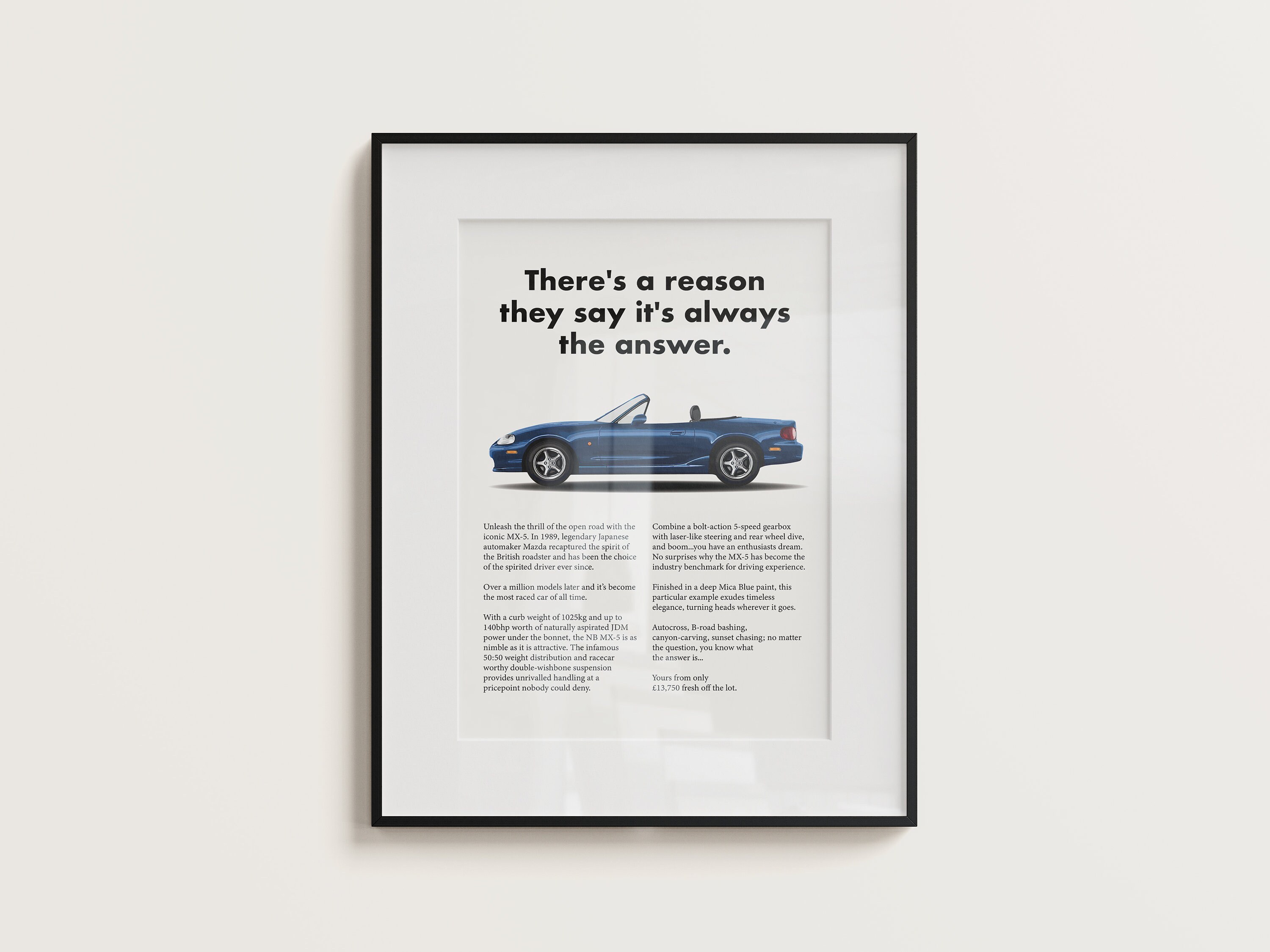 ボタニカルラボページ Vintage Inspired Mazda MX-5 Miata NB Posters - Retro Automotive