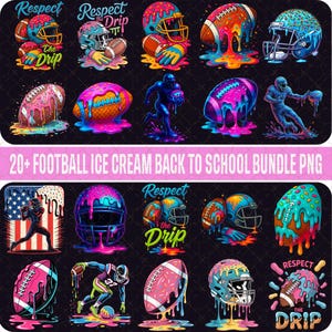 Football Ice Cream Drip PNG Bundle, Football Sport Team Digital File,Football Ice Cream Sublimation Design,Football Player Drip Png