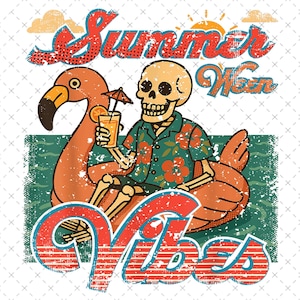 Summerween Vibes PNG, Funny Skeleton Float Halloween in Summer png, Trendy Sublimation Spooky Flamingo Pool Ghost Pumpkins Creepy png
