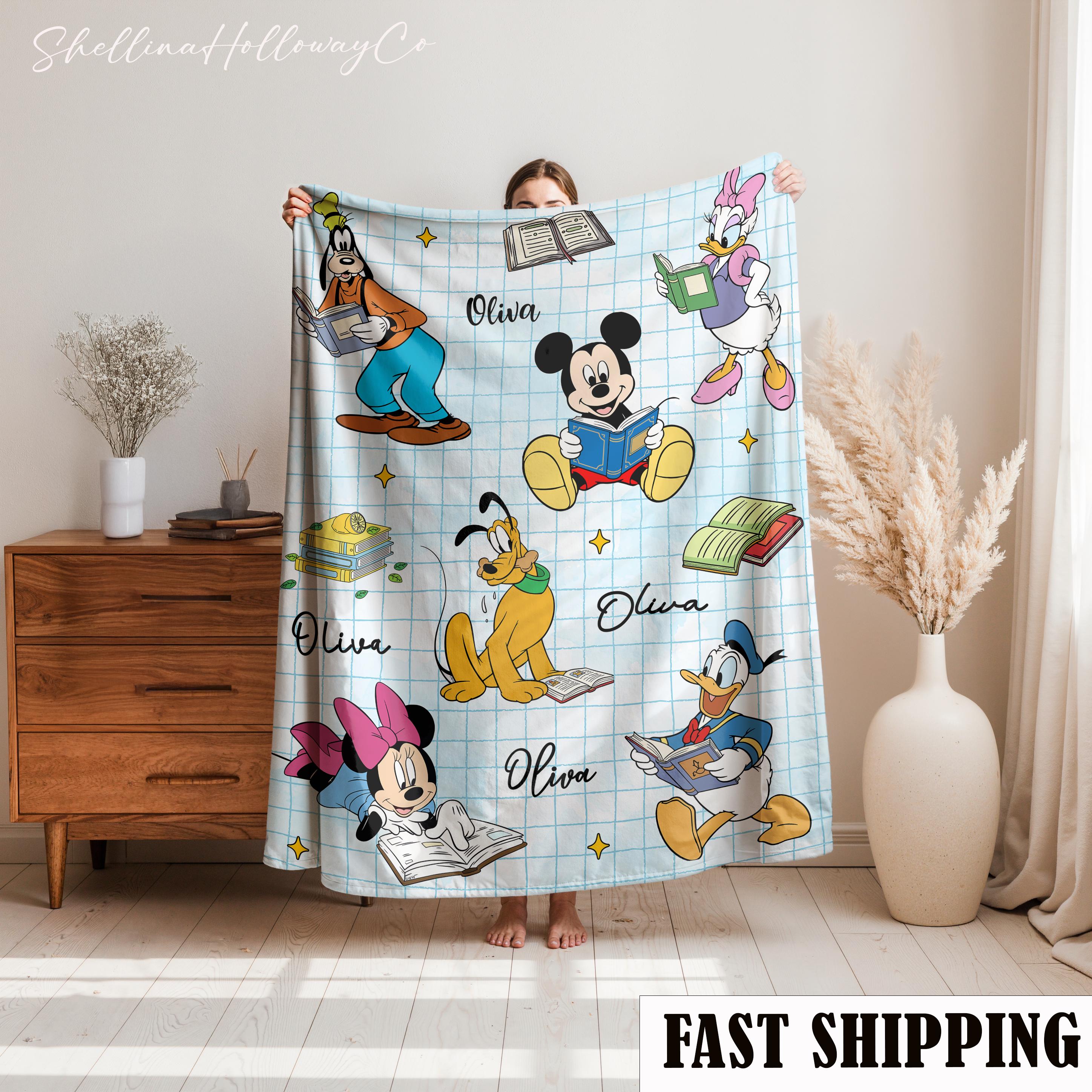Discover Personalized Micke and Friends Fleece Blanket, Mickey Mouse Minie Kingdom Birthday Gift