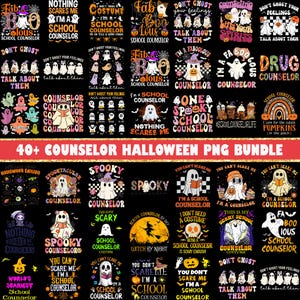40+ School Counselor Halloween PNG Bundle, Retro Groovy School Psychologist Png, School Counselor Sublimation Designs, Guidance Counselor
