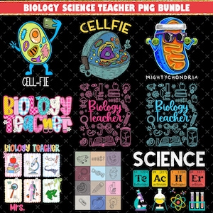 Biology Teacher PNG Bundle, Science Educator Design, Biology Class Gift, Sublimation Design, Digital Download