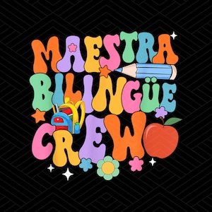 Retro Maestra Bundle Png, Spanish Teacher Bundle, Maestra Back To School Png, Bright doodle Teacher Life Png, Teacher Appreciation Gift