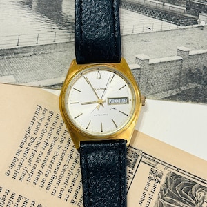 Reloj automático vintage Bulova para hombre con día y fecha