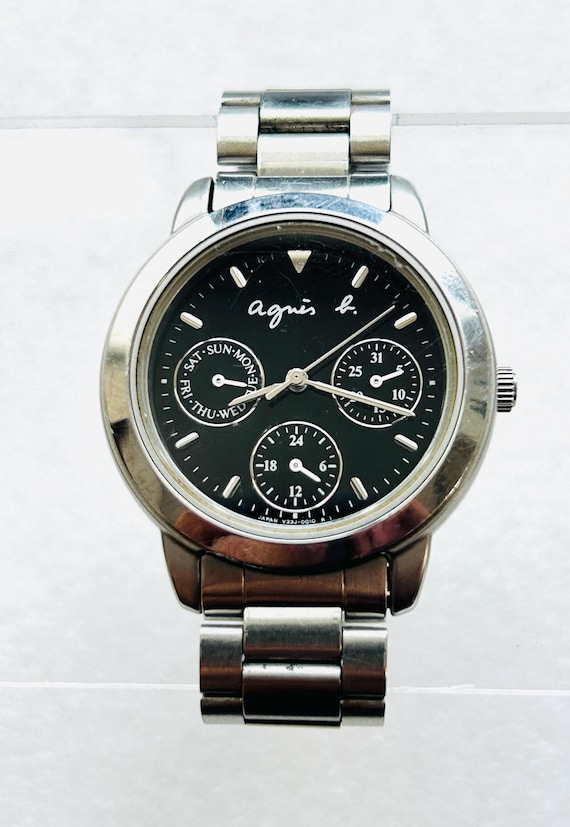 Agnes B V33J Black Dial Analog Watch - Etsy