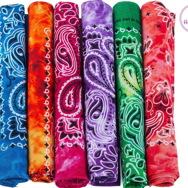 Bandana hip hop tie-dye, bandana cachemire, foulard carré, tour de cou, tour de poignet, bandana avec logo, bandana en coton femme homme bandana multicolore