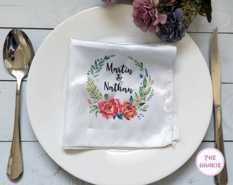 Beautiful Floral Handkerchief, Linen Handkerchief , Customized Handkerchief Wild Flowers ,Linen Handkerchief,Personalized Gift