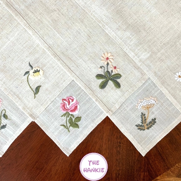 White Floral Women's Hanky Flower  Embroidered Handkerchief Hanky , White handkerchiefs ,Custom Embroidered Flower Handkerchief/Cotton Soft