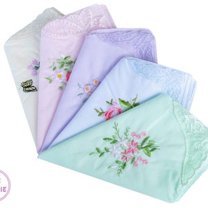 Floral Embroidered handkerchief Women's Handkerchiefs , Embroidery Handkerchiefs Happy Tears Handkerchief