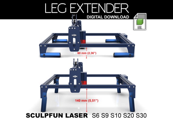 LEG EXTENDER,SCULPFUN S30 S20 S10 S9 S6(Pro),stl 3d file,feet extensions rotary,laser diode riser, adjustable height,3d print legs extension
