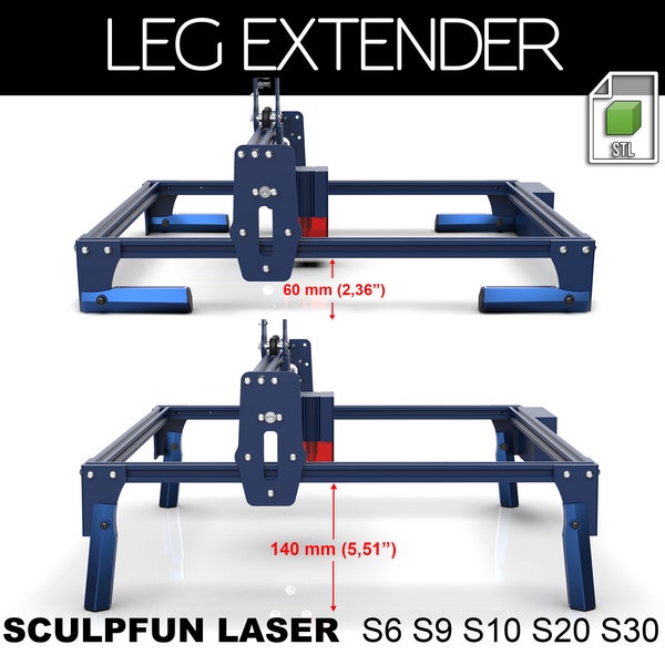 LEG EXTENDER,SCULPFUN S30 S20 S10 S9 S6(Pro),stl 3d file,feet extensions rotary,laser diode riser, adjustable height,3d print legs extension