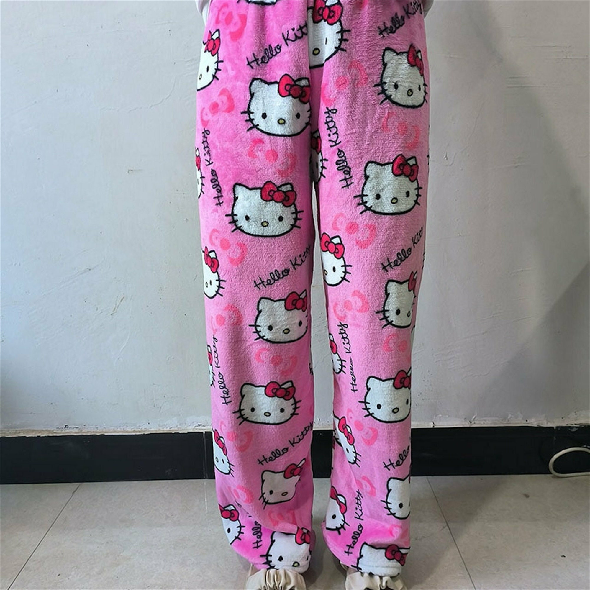 Hello Kitty Pajama Pants Wide Leg Pajama Thin Milk Silk Etsy UK