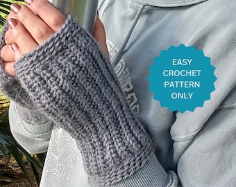 Crochet Fingerless Glove Pattern: Ribbed Unisex Design (PDF Pattern)