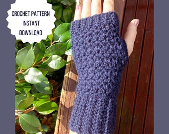 Fingerless glove, easy crochet pattern, wool long style glove, crochet glove pattern download, Fingerless mitt, gift for her, crochet mitt,