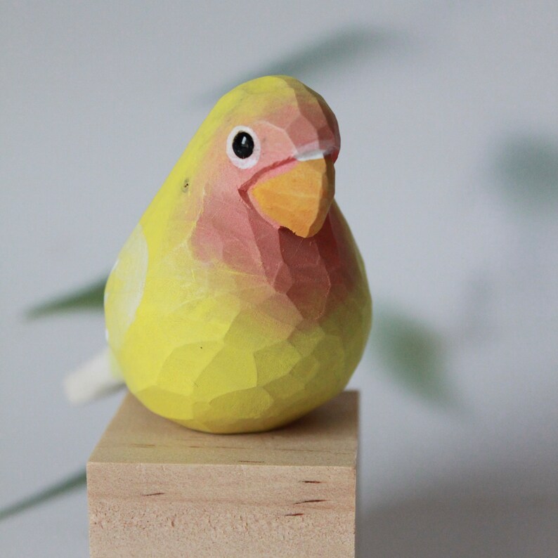 Handmade Basswood Parrot Bird Sculpture: Unique Desk Decor, Wooden ...