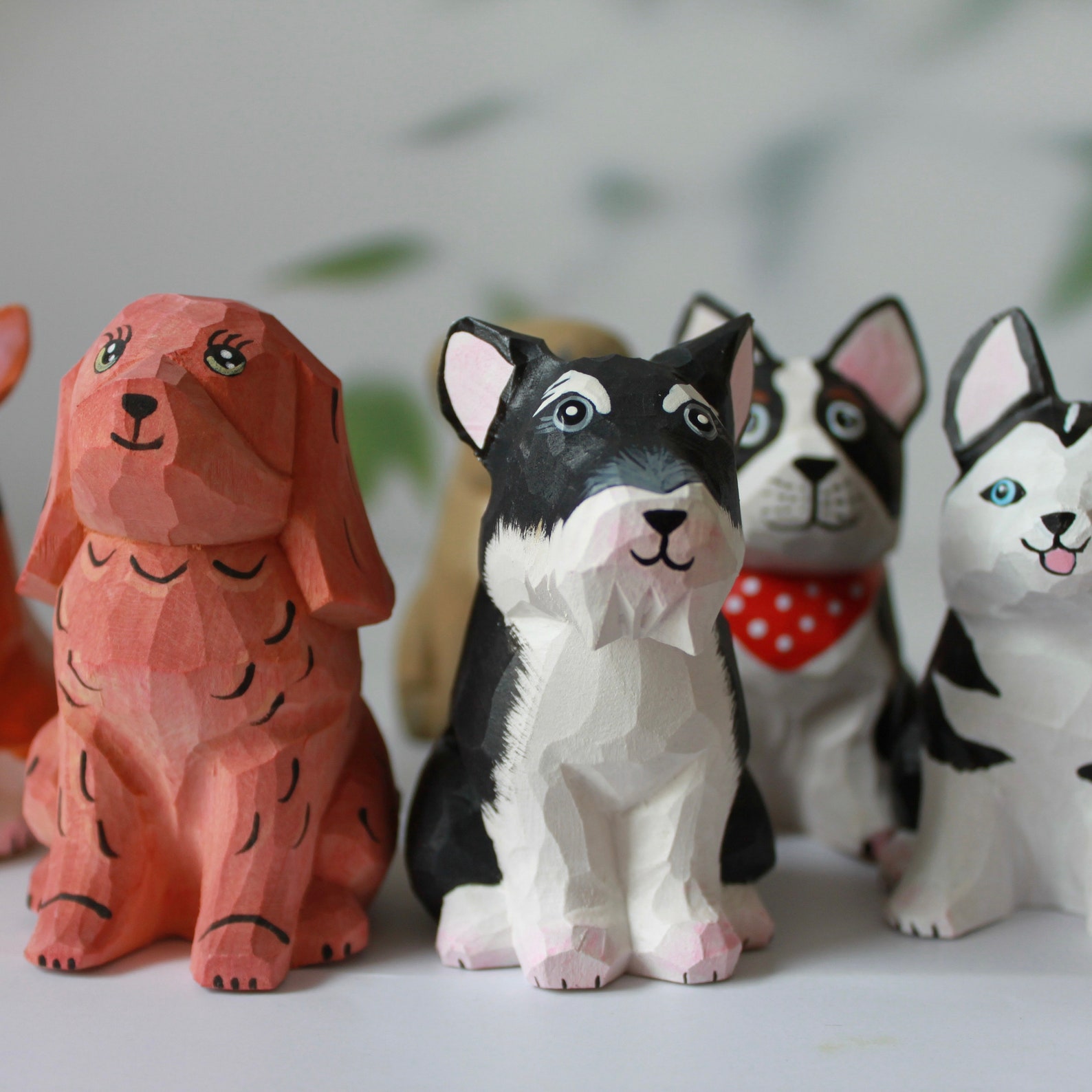 Handmade Wooden Puppy Dog Carving Figurine: Desk Decor, Handcraft ...
