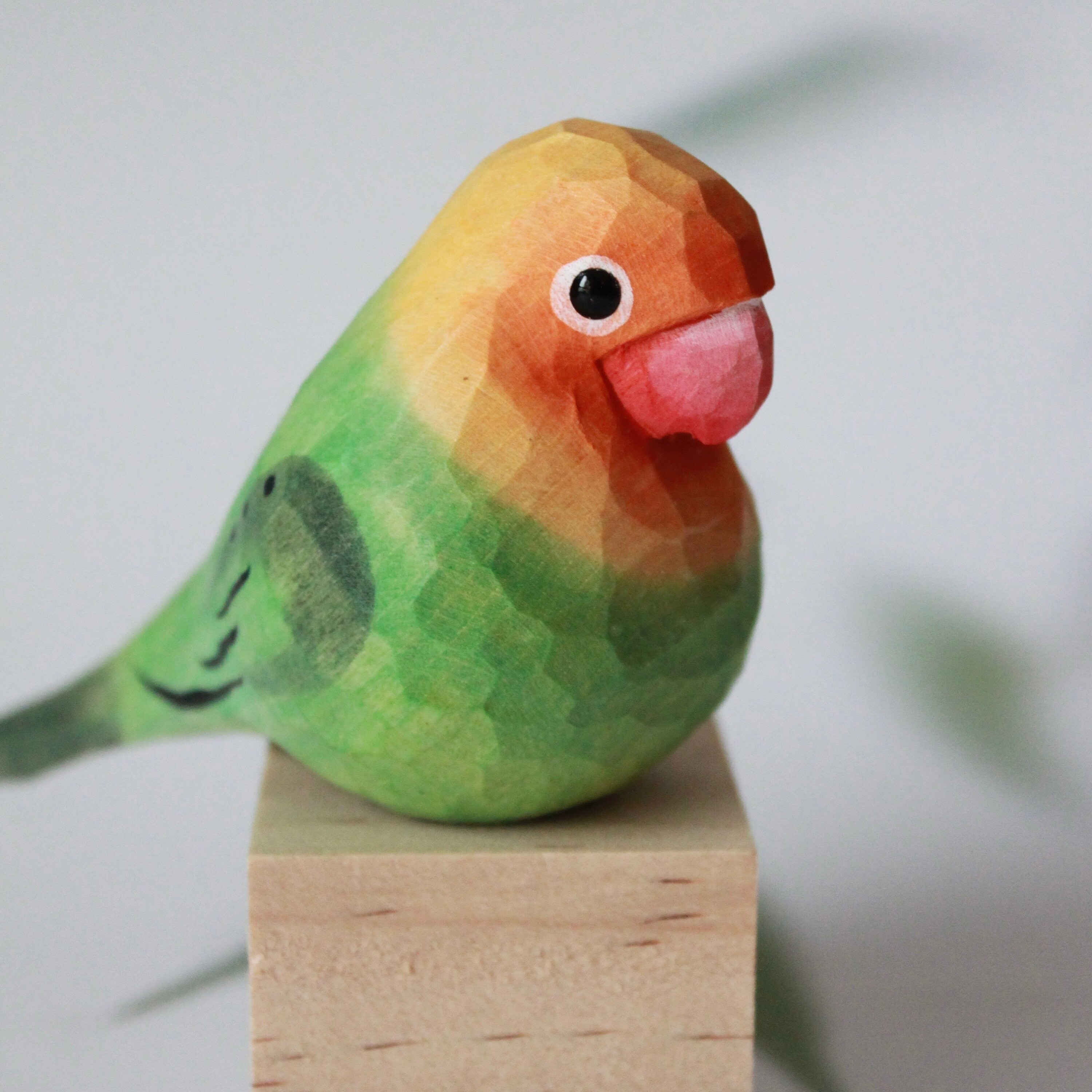 Handmade Basswood Parrot Bird Sculpture: Unique Desk Decor, Wooden ...