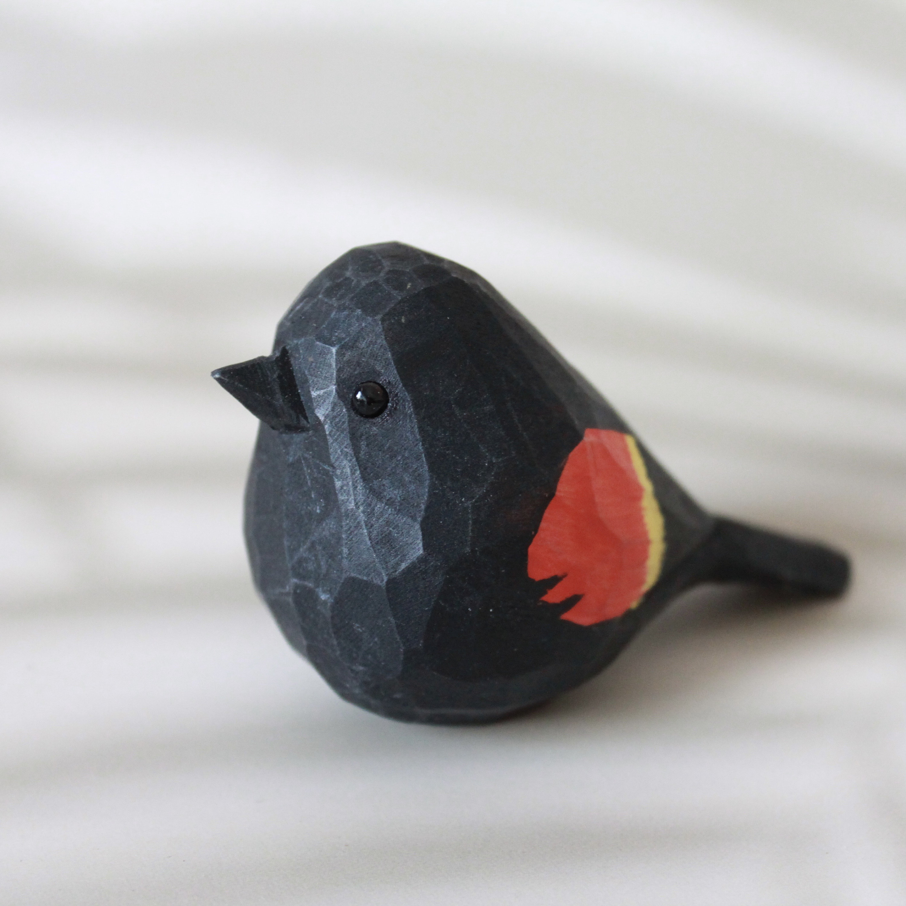 Handcraft Wooden Cute Black Bird Ornament Hand Carving Desk Home Little ...