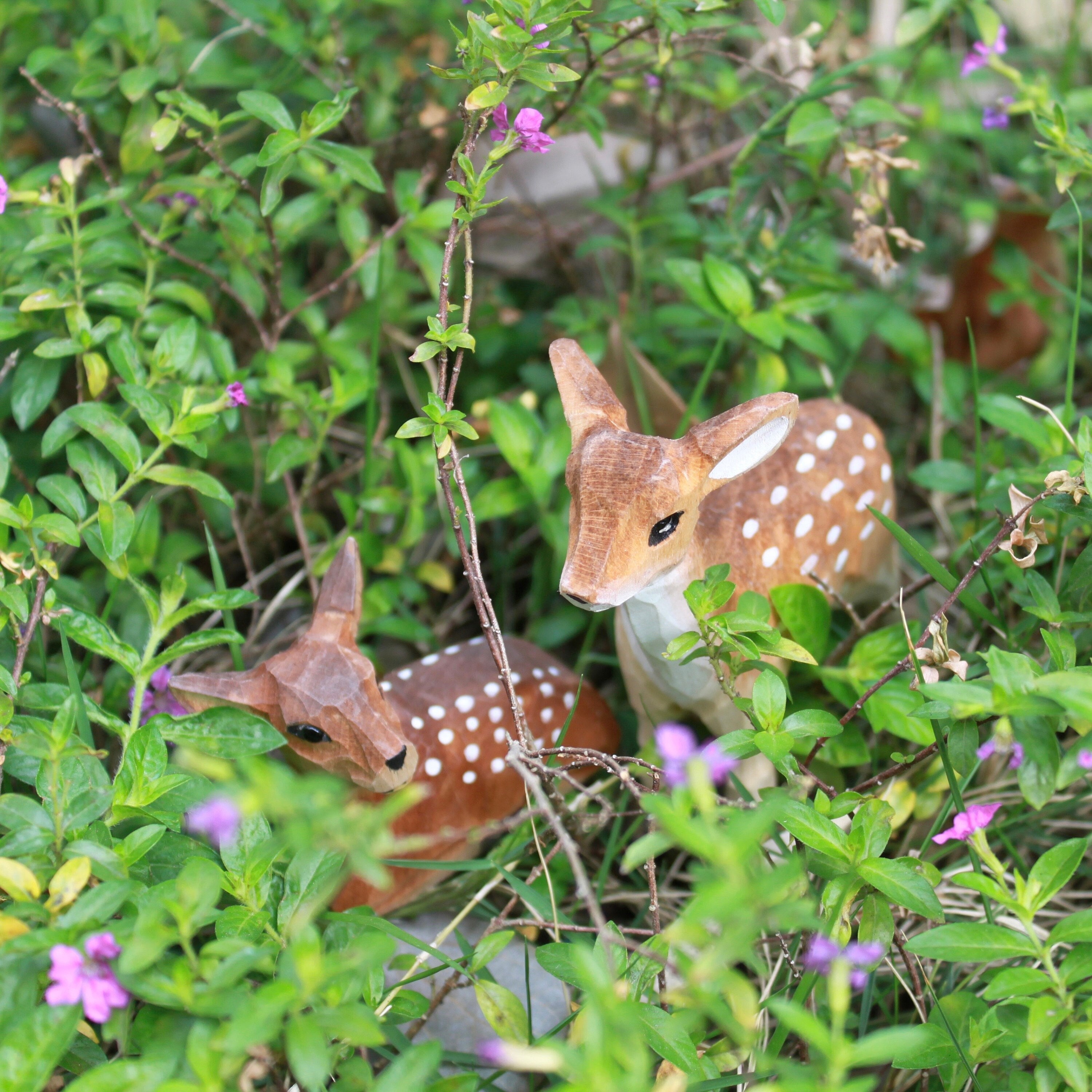 Handmade Deer Wooden Animated Handcraft Animal Art Carving Birthday Gift Unique Desk Decor Pair Housewarming Garden Mascot Christmas Present
