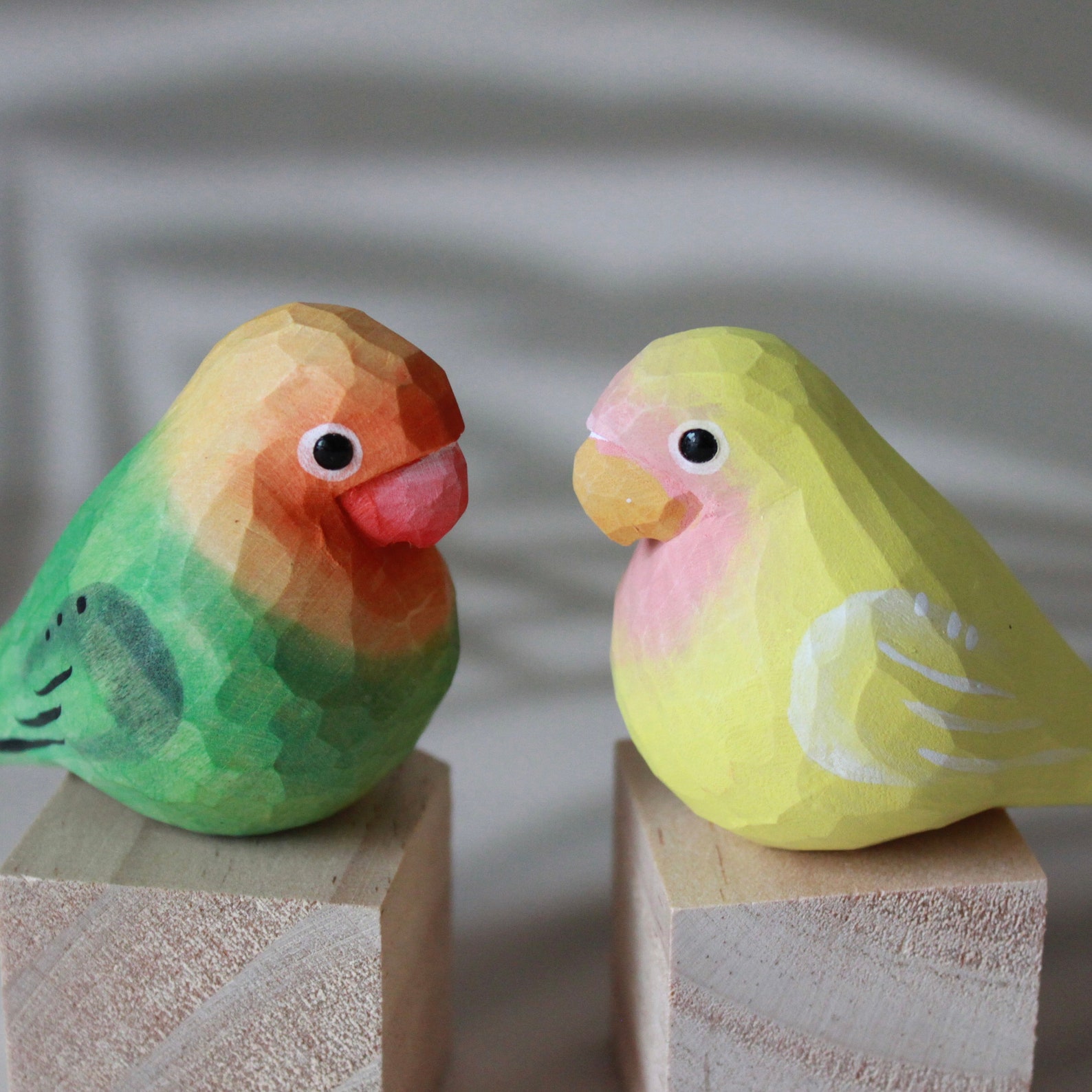 Handmade Basswood Parrot Bird Sculpture: Unique Desk Decor, Wooden ...
