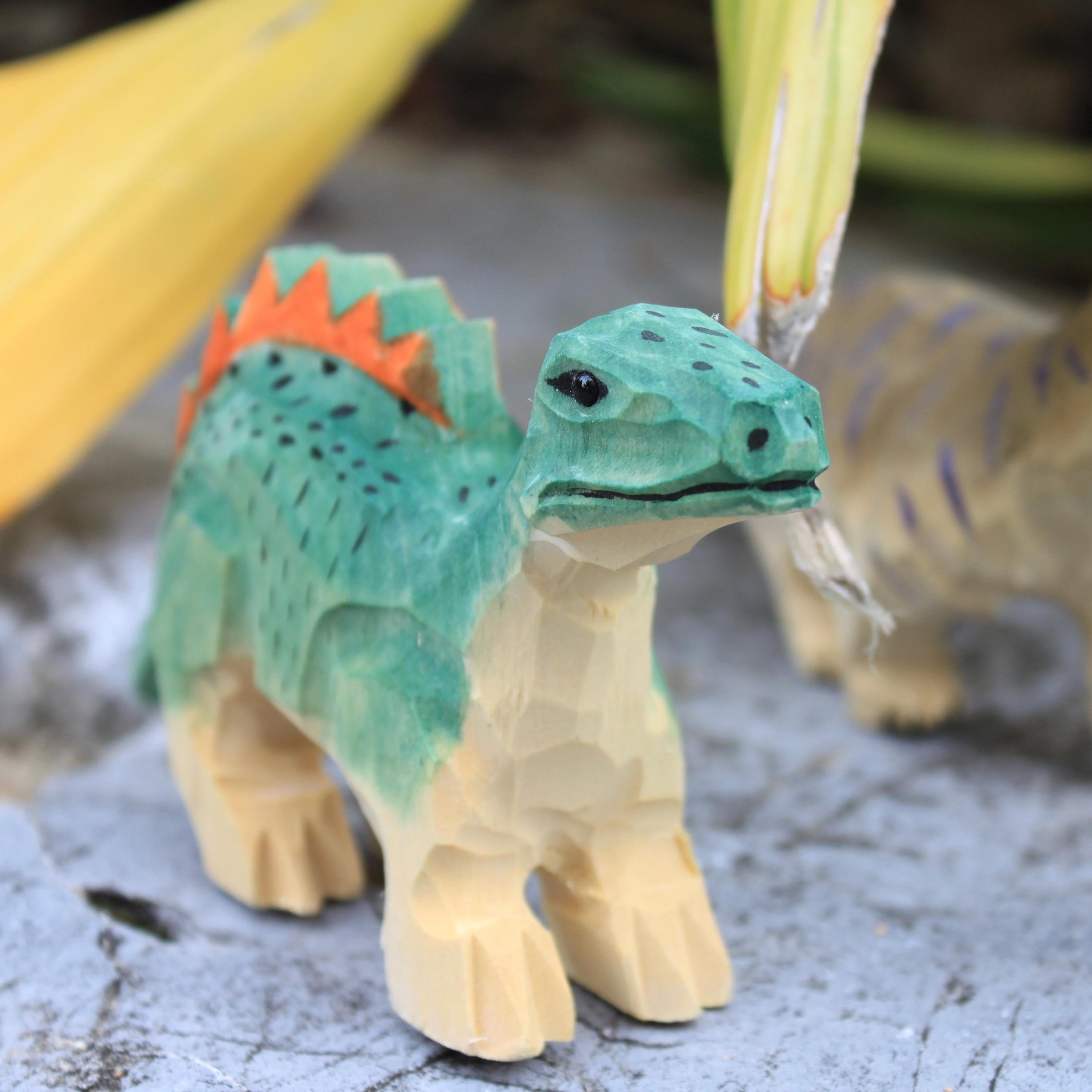Set Di 3 Dinosauri In Legno Di Tiglio Intagliati A Mano, Giocattolo Per Bambini 3+ Anni
