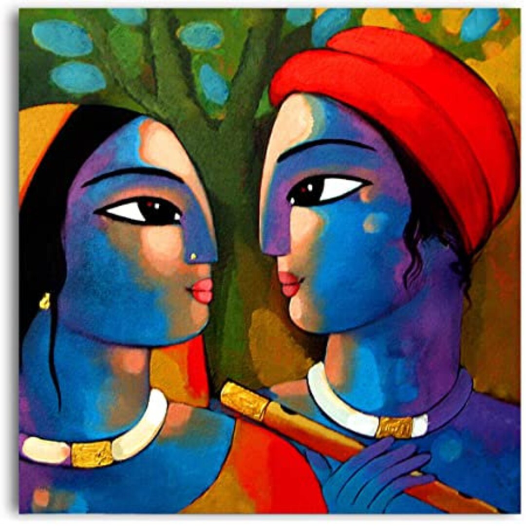 Radha Krishna Painting Radha Krishna Wall Art Krishna Radha Etsy