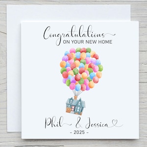 Personalize "Parabéns pela Nova Casa Juntos", Aquarela com Nome, Tema Up, Primeira Casa. Celebração.