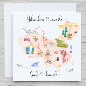 Voyage en Chine, cartes chapitre suivant, aventure vous attend, cartes de départ pour un ami ou un membre de la famille.