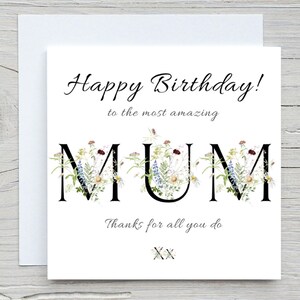 Alles Gute zum Geburtstag für die erstaunlichste Mutter Geburtstagskarte, zeitgenössische Blumenmutterkarten, danke, dass Sie Geschenke machen.