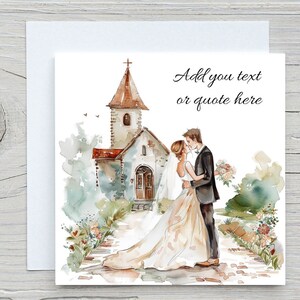 Félicitations pour votre carte de mariage, cartes de mariage aquarelle, jeunes mariés, jeunes mariés. Ajoutez votre propre texte, monsieur et madame