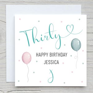 Personalisierte Geburtstagskarte, buntes Alter und Name Alles Gute zum Geburtstagkarten, 18., 21., 30., etc