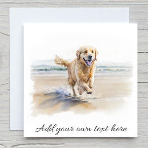Aquarel voeg je eigen tekst toe Golden Retriever-kaart, gepersonaliseerde aquarelkaarten voor hondenliefhebbers en -eigenaren