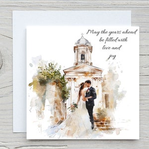 Félicitations pour votre carte de mariage, cartes de mariage aquarelles, jeunes mariés, jeunes mariés, cadeau de fiançailles, homme et femme.