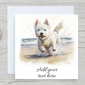 Aggiungi il tuo biglietto di testo, biglietti per amanti dei West Highland Terrier, biglietti di auguri, biglietti di condoglianze, biglietti di auguri di compleanno. Regali per West Highland Terrier bianchi