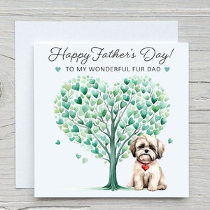 Aquarel Happy Fathers Day Card, Dog Lover Dog Dad Dad Cards, personaliseer Shih tzu schattige vacht vadercadeaus