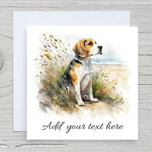 Aggiungi il tuo testo, biglietti per gli amanti dei cani Beagle, biglietti di auguri, biglietti di condoglianze per la perdita di un animale domestico, congratulazioni, nuovo cucciolo, biglietto di compleanno.