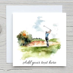 Voeg je eigen tekstkaart, golfliefhebberkaarten, feest, gefeliciteerd, verjaardagskaart toe. Golfer gelukscadeaus