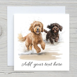 Carte de voeux personnalisée aquarelle cockapoo. Cartes d'anniversaire de chien, carte de sympathie labradoodle, carte de remerciement pour un ami ou un membre de la famille à fourrure