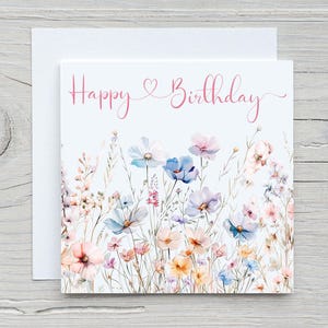 Biglietti di auguri personalizzati, biglietti di auguri di compleanno con fiori di campo, biglietti di ringraziamento floreali, biglietti di condoglianze acquerellati.